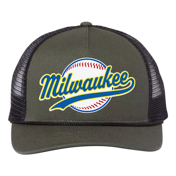 Milwaukee Vintage Baseball Throwback Retro Design Retro Rope Trucker Hat Cap