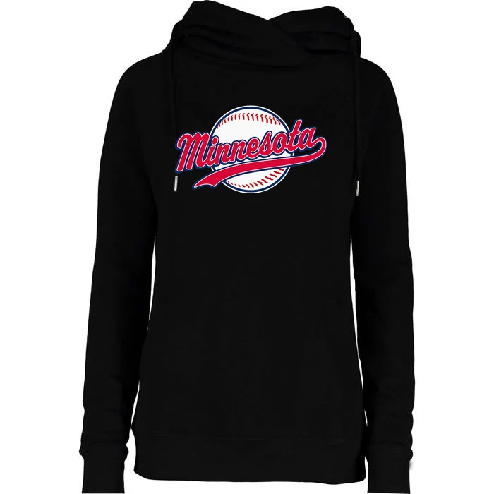 Minnesota Vintage Baseball Throwback Womens Funnel Neck Pullover Hood