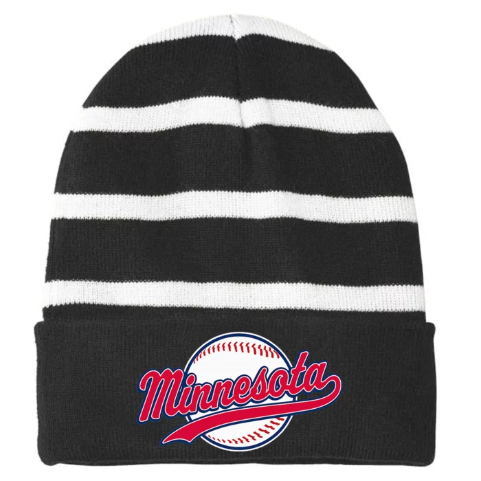 Minnesota Vintage Baseball Throwback Striped Beanie with Solid Band