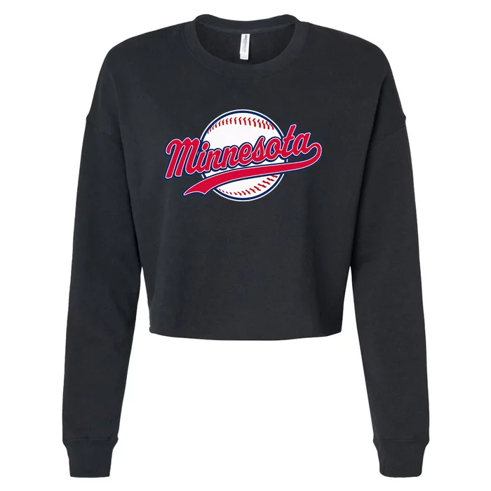 Minnesota Vintage Baseball Throwback Cropped Pullover Crew