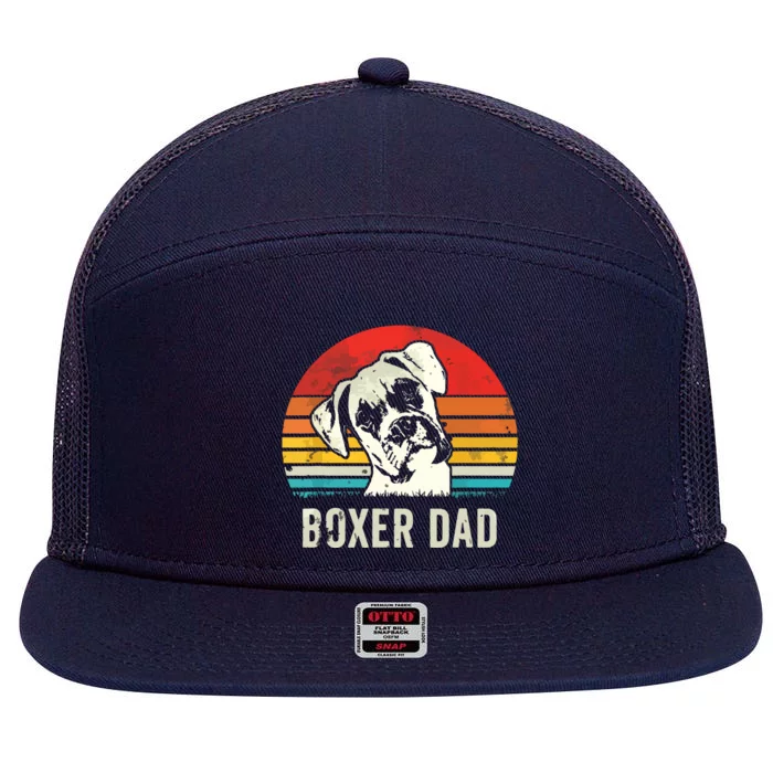 Men Vintage Boxer Dad Ever Daddy Gifts Dog Dad Father 7 Panel Mesh Trucker Snapback Hat