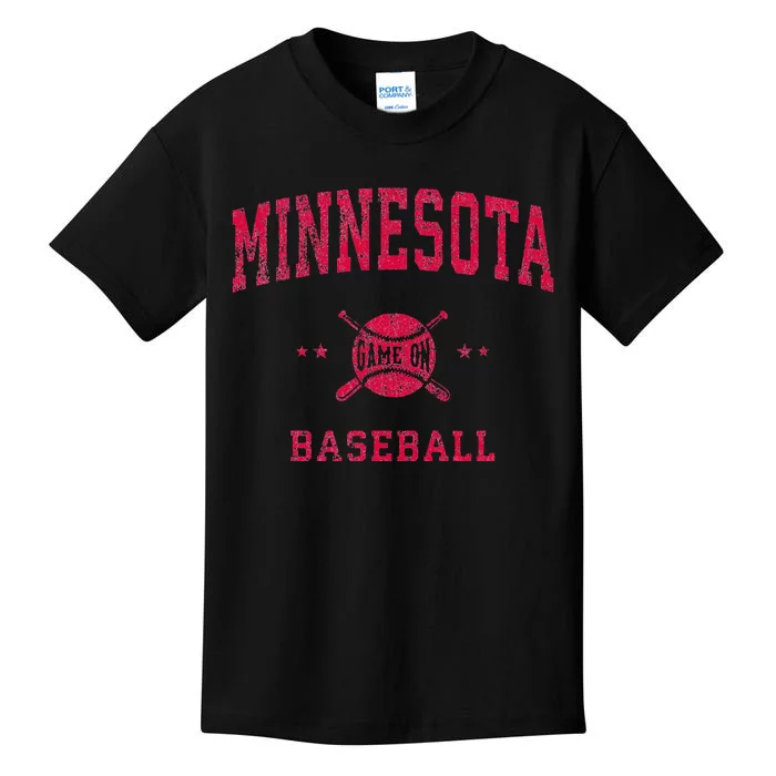 Minnesota Vintage Baseball Throwback Retro Design Kids T-Shirt