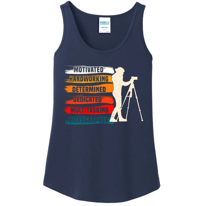 Motivated Videographer Camera Movie Film Cinematographer Ladies Essential Tank