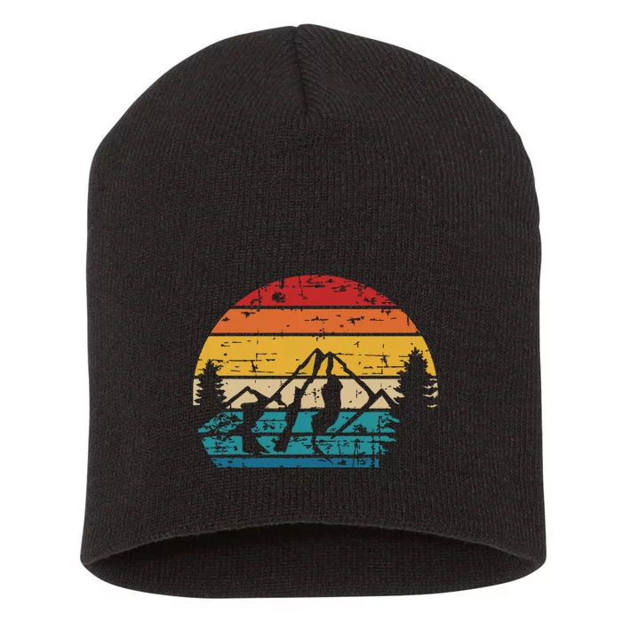 Mountains Vintage Camping Short Acrylic Beanie