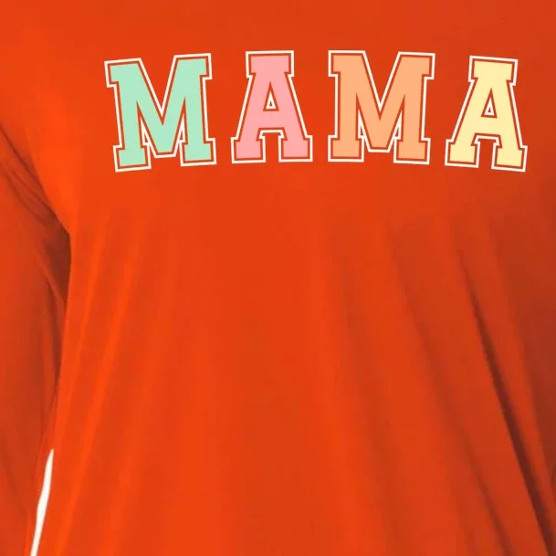 Mama Varsity Cute Mothers Day Cooling Performance Long Sleeve Crew