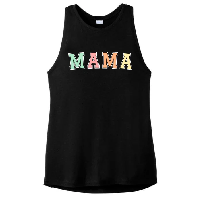 Mama Varsity Cute Mothers Day Ladies Tri-Blend Wicking Tank