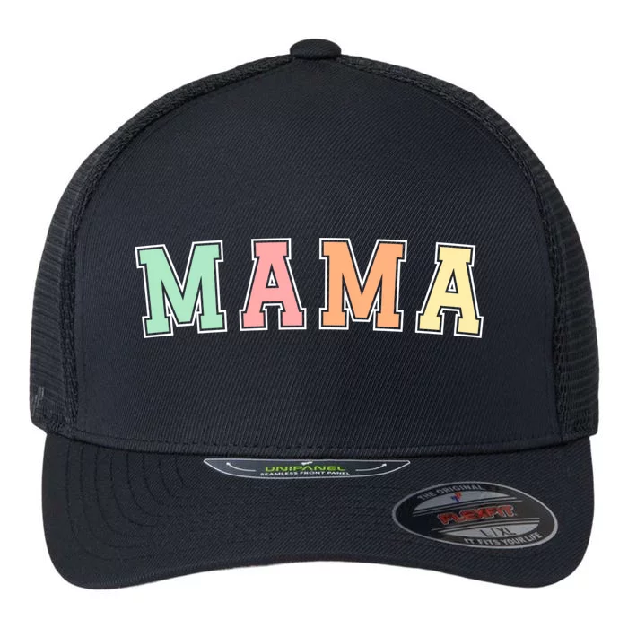 Mama Varsity Cute Mothers Day Flexfit Unipanel Trucker Cap