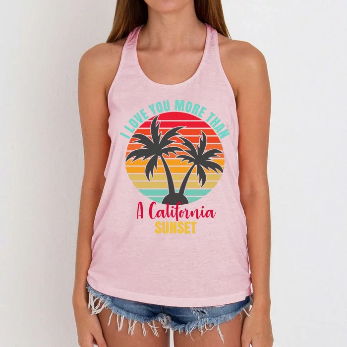 Music Valentine Cute I Love You More Than A California Sunset Cute Women's Knotted Racerback Tank