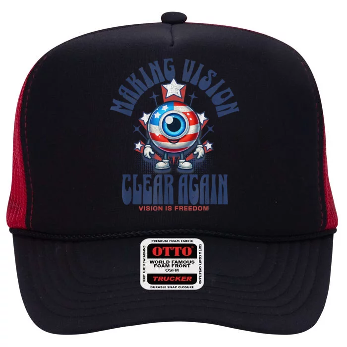 Making Vision Clear Again Funny Eye High Crown Mesh Trucker Hat