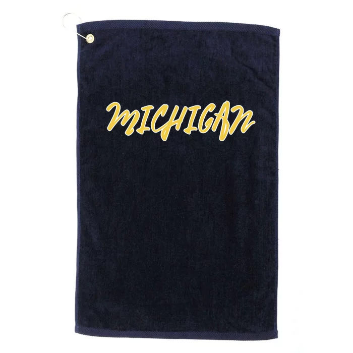 Michigan Vintage Cursive Platinum Collection Golf Towel