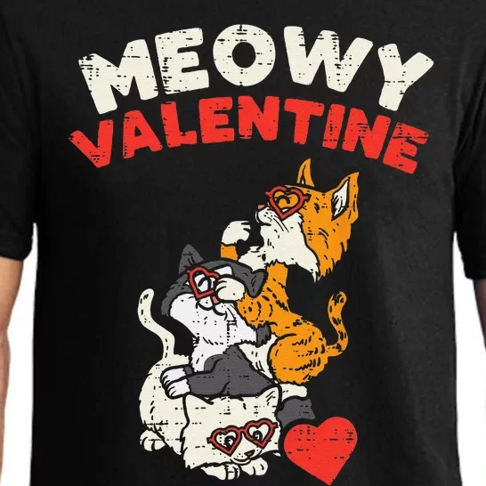 Meowy Valentine Cats Cute Kitten Cat Valentines Day Funny Pajama Set