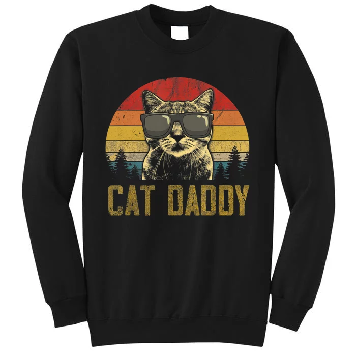 Mens Vintage Cat Daddy Father's Day Shirt Funny Cat Lover TShirt Tall Sweatshirt