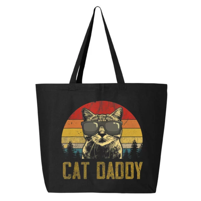 Mens Vintage Cat Daddy Father's Day Shirt Funny Cat Lover TShirt 25L Jumbo Tote