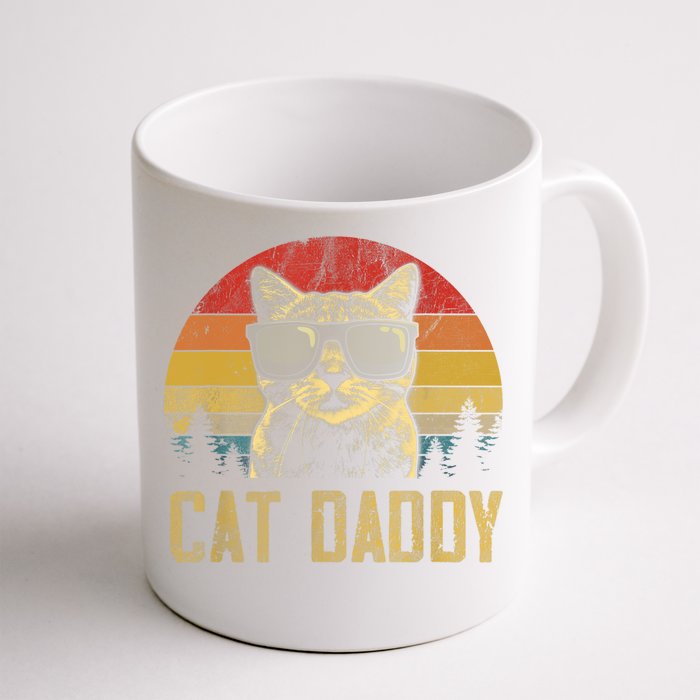 Mens Vintage Cat Daddy Father's Day Shirt Funny Cat Lover TShirt Front & Back Coffee Mug