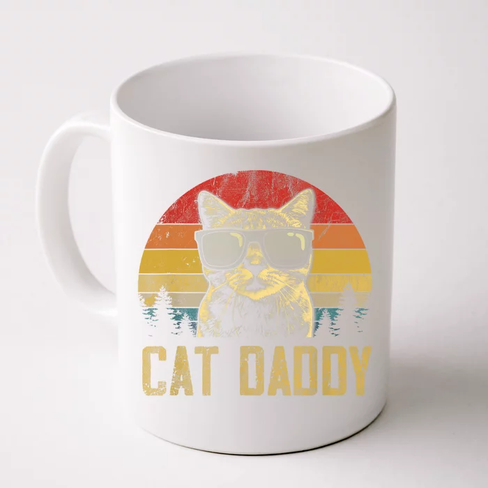 Mens Vintage Cat Daddy Father's Day Shirt Funny Cat Lover TShirt Front & Back Coffee Mug