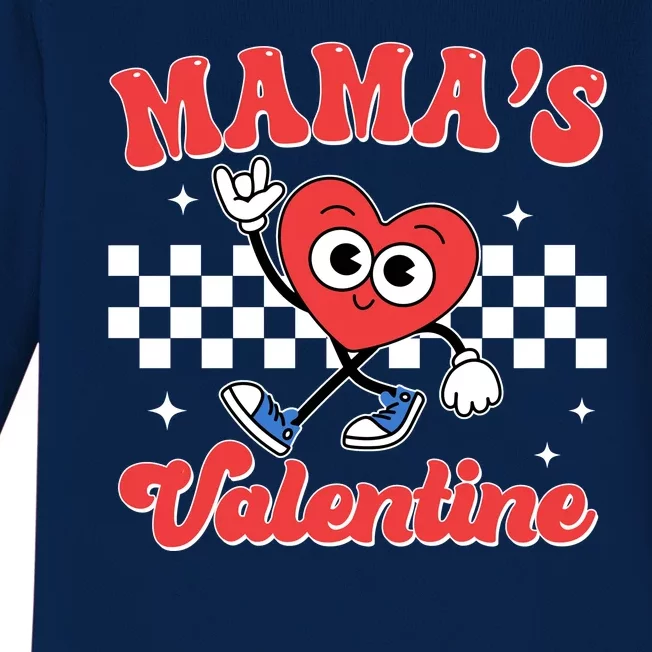 Mamas Valentine Cute Heart Retro Gift Baby Long Sleeve Bodysuit