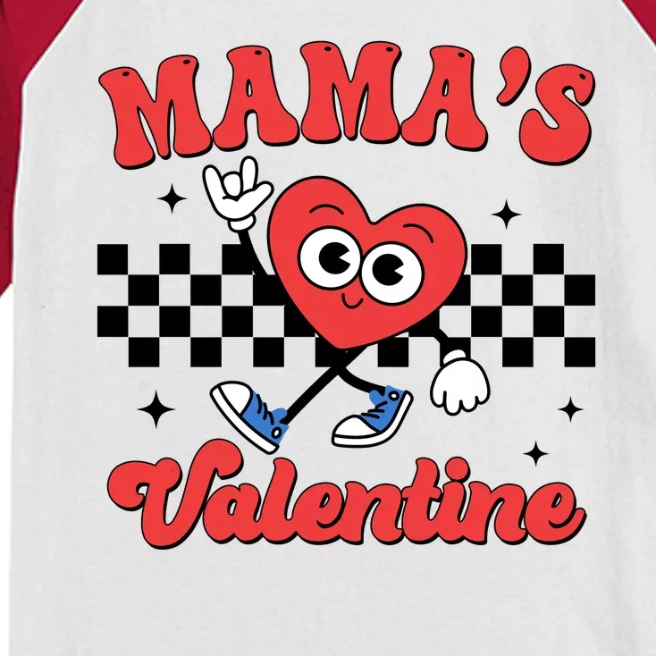 Mamas Valentine Cute Heart Retro Gift Kids Colorblock Raglan Jersey