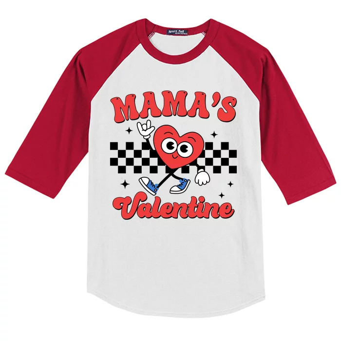 Mamas Valentine Cute Heart Retro Gift Kids Colorblock Raglan Jersey