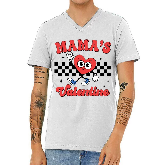 Mamas Valentine Cute Heart Retro Gift V-Neck T-Shirt