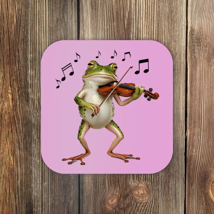 Musician Violinist Cute Frog Playing Violin Coaster