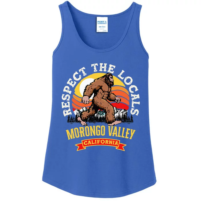 Morongo Valley California Respect The Locals Retro Bigfoot Ladies Essential Tank