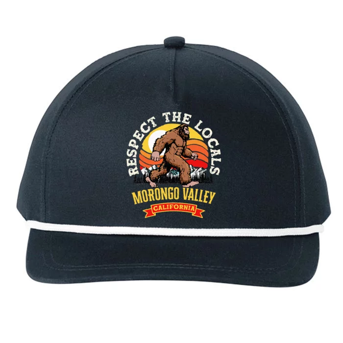 Morongo Valley California Respect The Locals Retro Bigfoot Snapback Five-Panel Rope Hat