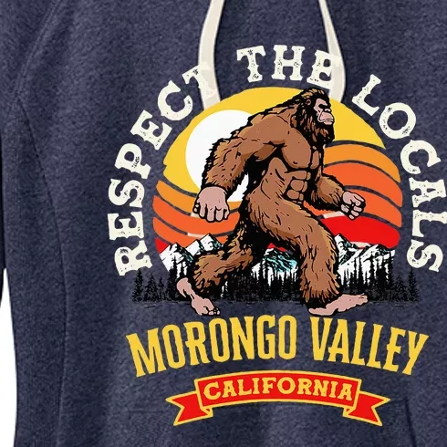 Morongo Valley California Respect The Locals Retro Bigfoot Women's Fleece Hoodie