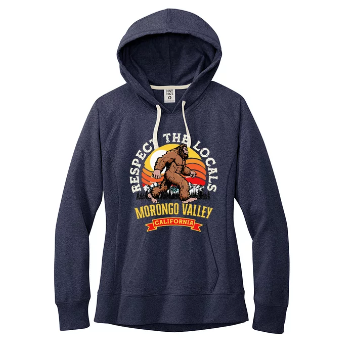 Morongo Valley California Respect The Locals Retro Bigfoot Women's Fleece Hoodie