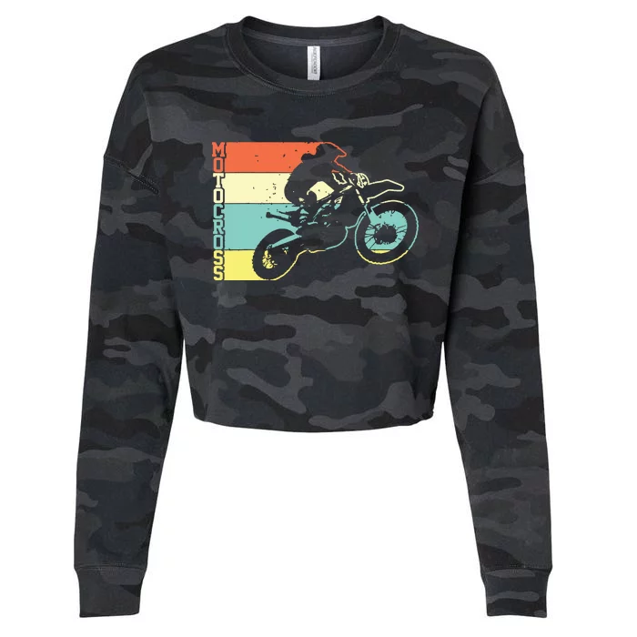 Motocross Vintage Dirt Bike Motorcycle Biker Gift Cropped Pullover Crew