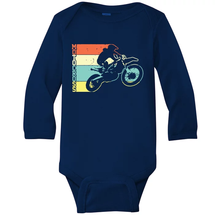 Motocross Vintage Dirt Bike Motorcycle Biker Gift Baby Long Sleeve Bodysuit