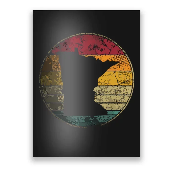 Minnesota Vintage Distressed Retro Style Silhouette State Poster