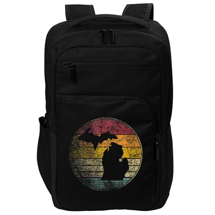 Michigan Vintage Distressed Retro Style Silhouette State Impact Tech Backpack