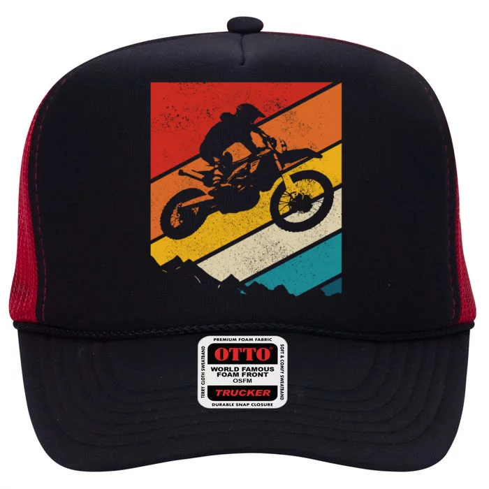 Motocross Vintage Dirt Bike Mx Enduro Motorcycle Biker Gift High Crown Mesh Trucker Hat