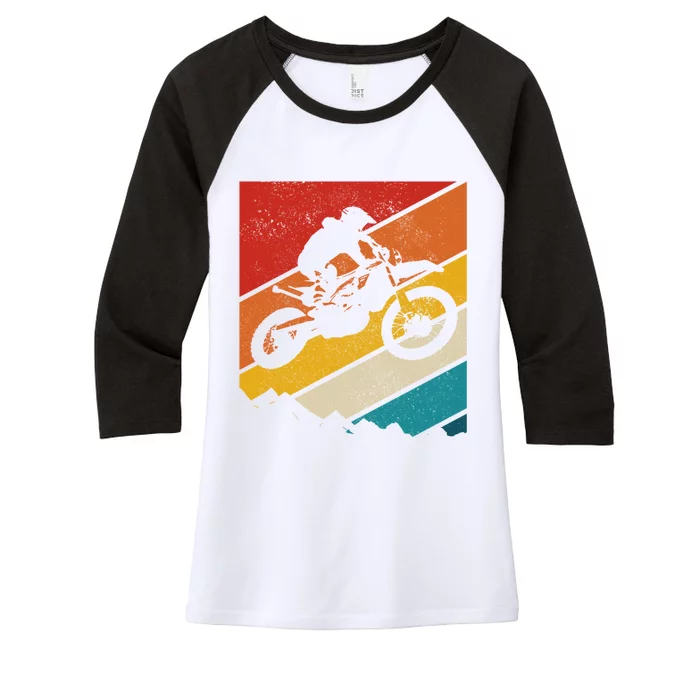 Motocross Vintage Dirt Bike Mx Enduro Motorcycle Biker Gift Women's Tri-Blend 3/4-Sleeve Raglan Shirt