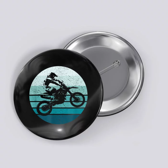 Motocross Vintage Dirt Bike Rider Sunset Background Button