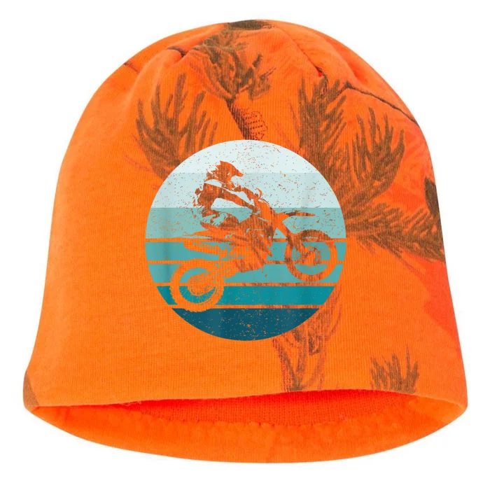 Motocross Vintage Dirt Bike Rider Sunset Background Kati - Camo Knit Beanie