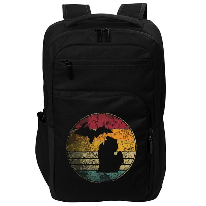 Michigan Vintage Distressed Retro Style Silhouette State Impact Tech Backpack