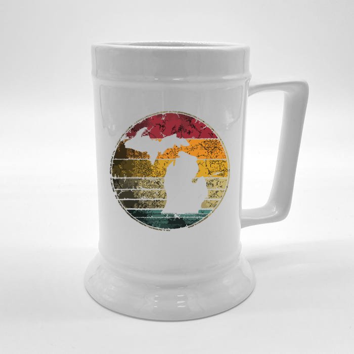 Michigan Vintage Distressed Retro Style Silhouette State Front & Back Beer Stein