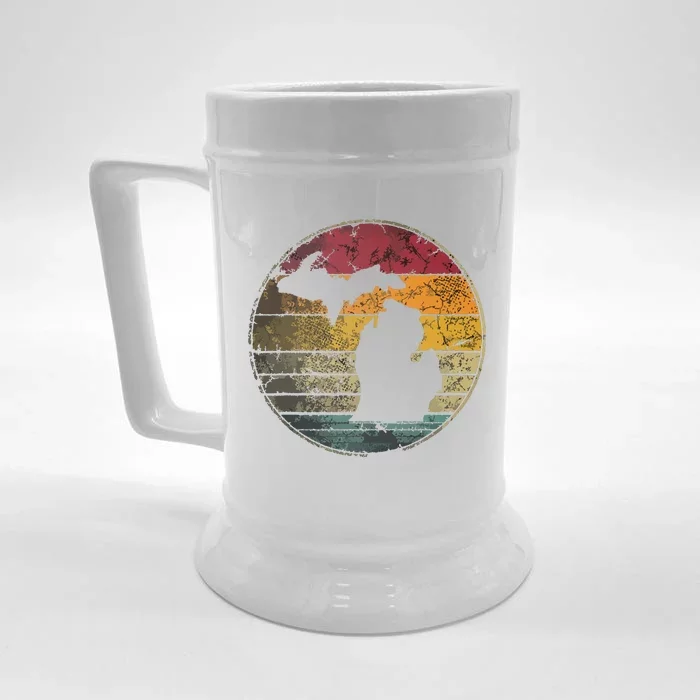 Michigan Vintage Distressed Retro Style Silhouette State Front & Back Beer Stein