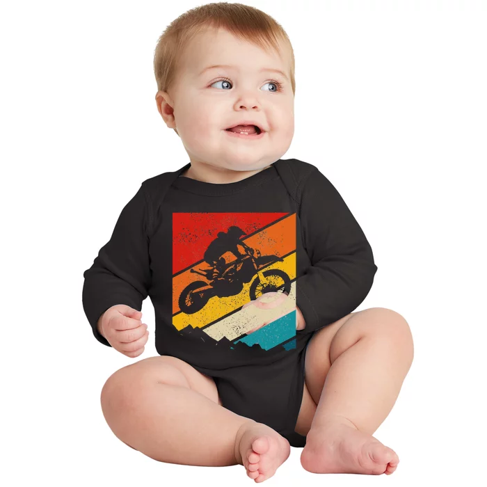 Motocross Vintage Dirt Bike MX Enduro Motorcycle Biker Gift Baby Long Sleeve Bodysuit