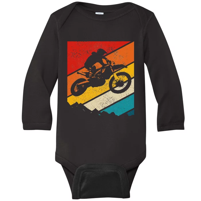 Motocross Vintage Dirt Bike MX Enduro Motorcycle Biker Gift Baby Long Sleeve Bodysuit