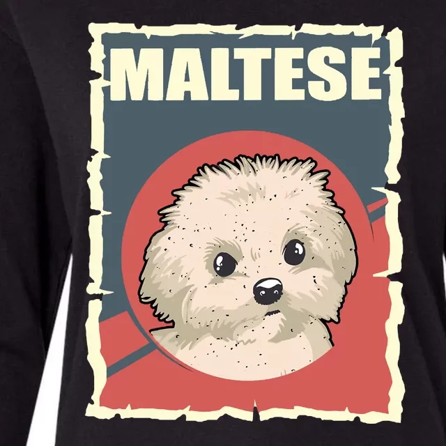 Maltese Vintage Dog Poster Design Womens Cotton Relaxed Long Sleeve T-Shirt