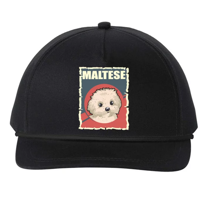 Maltese Vintage Dog Poster Design Snapback Five-Panel Rope Hat