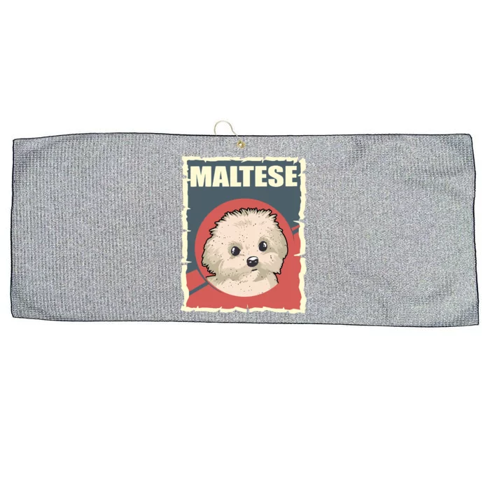 Maltese Vintage Dog Poster Design Large Microfiber Waffle Golf Towel