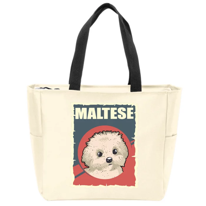 Maltese Vintage Dog Poster Design Zip Tote Bag