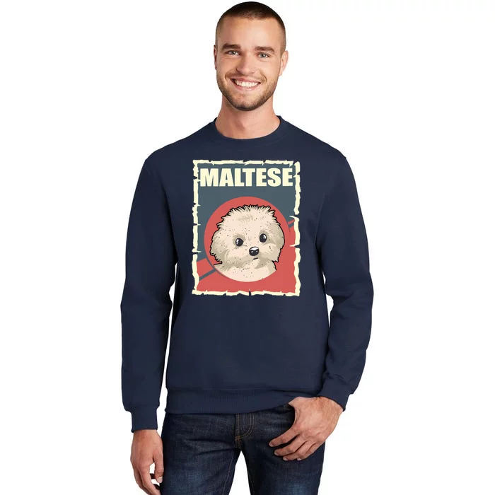 Maltese Vintage Dog Poster Design Sweatshirt