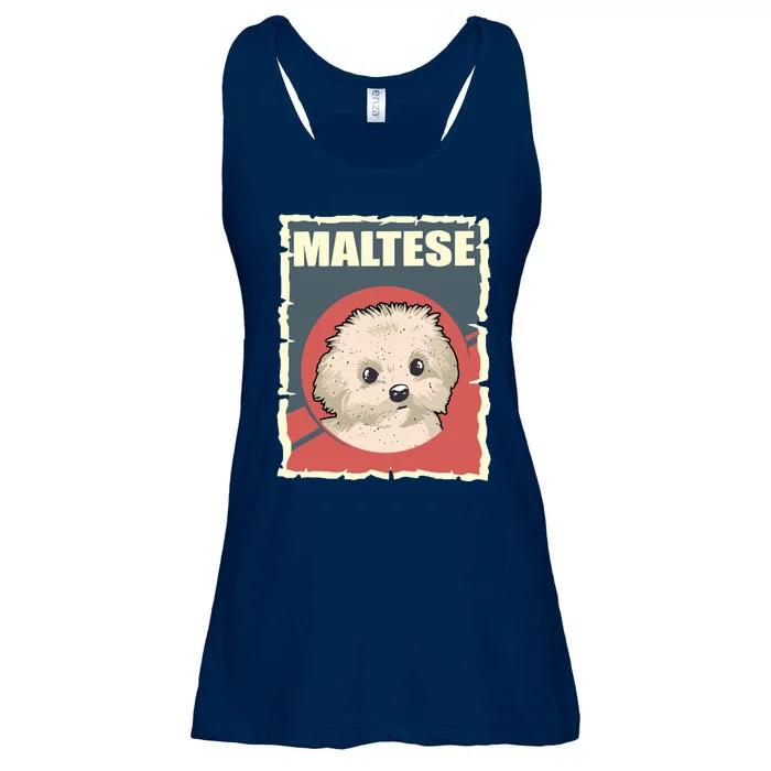 Maltese Vintage Dog Poster Design Ladies Essential Flowy Tank