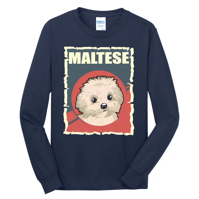 Maltese Vintage Dog Poster Design Tall Long Sleeve T-Shirt