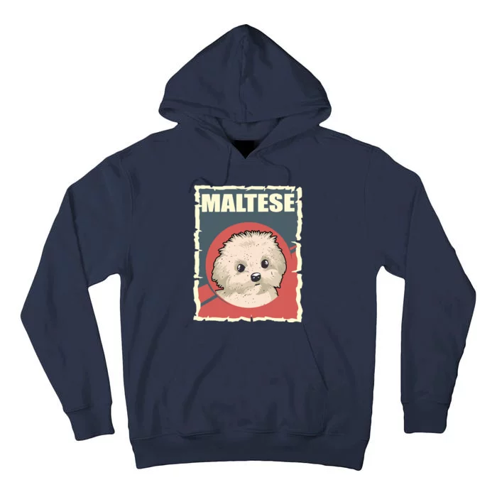 Maltese Vintage Dog Poster Design Tall Hoodie