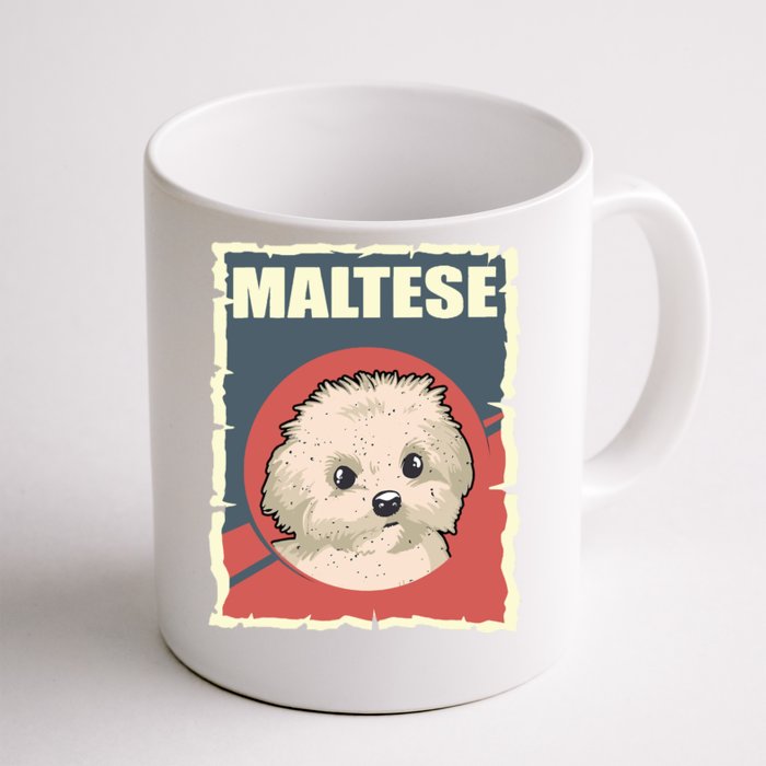 Maltese Vintage Dog Poster Design Front & Back Coffee Mug